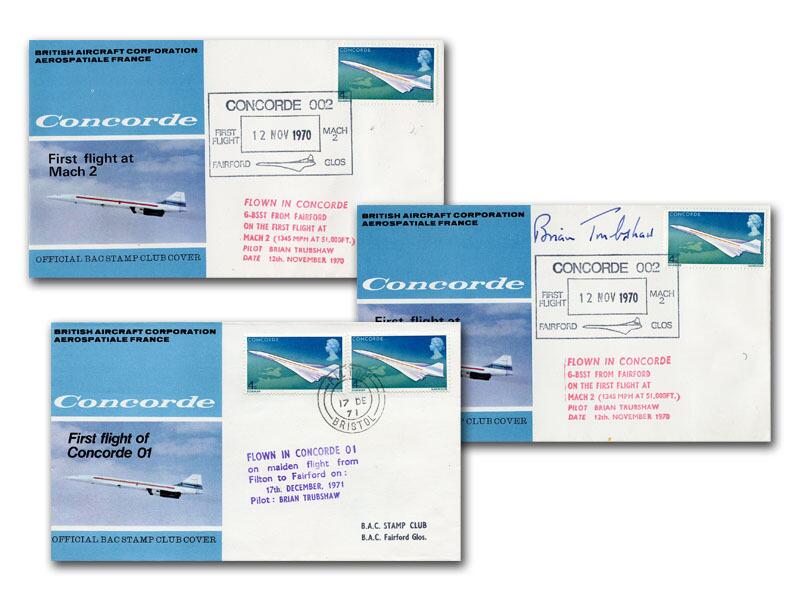 Brian Trubshaw signed 1970 Concorde Mach 2 First Flight set