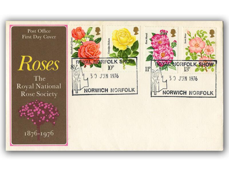 1976 Roses, Norwich Royal Show postmark