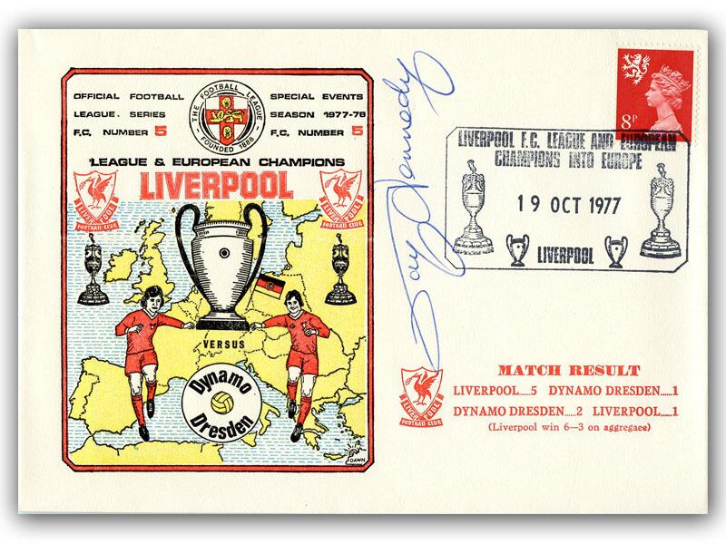 1977 Liverpool V Dynamo Dresden, signed by Ray Kennedy