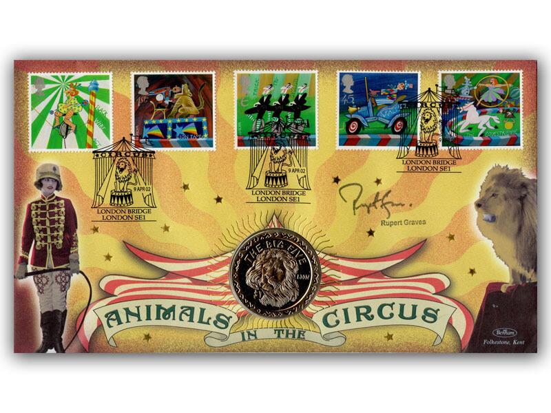 2002 Circus crown coin cover, signed Rupert Graves