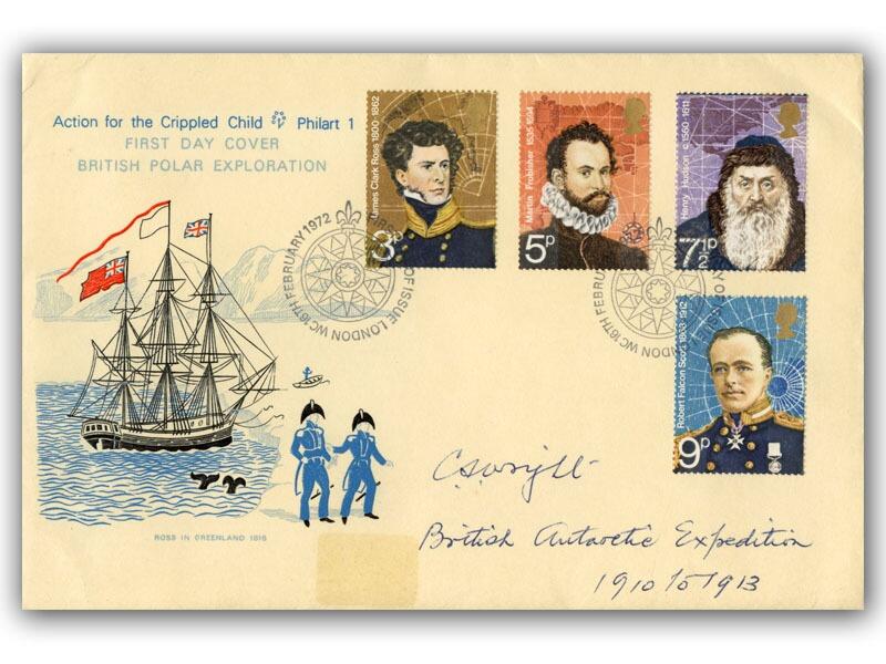 Sir Charles Wright, signed 1972 Explorers cover