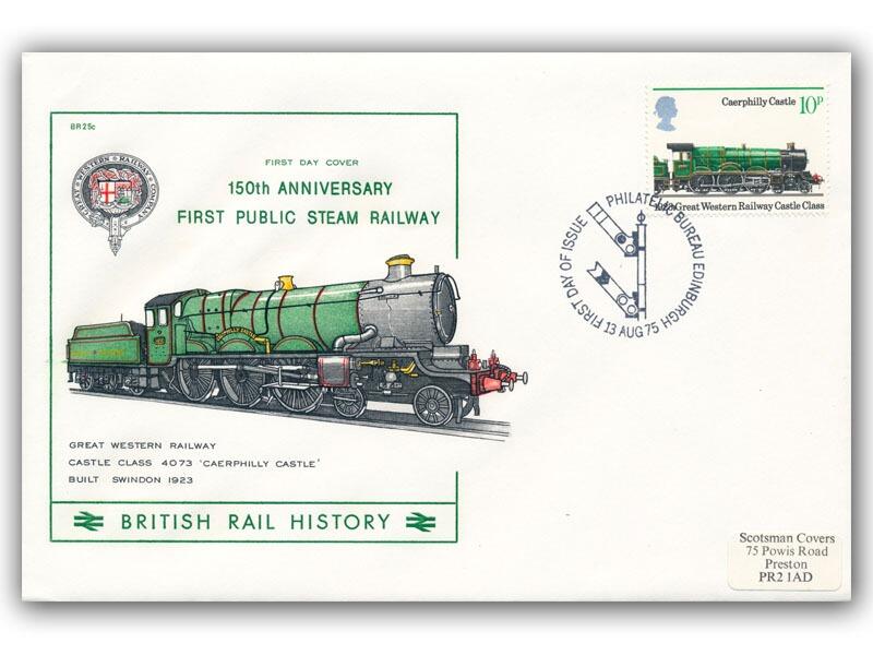 1975 First Public Steam Railway, Caerphillary Castle cover, Bureau Postmark