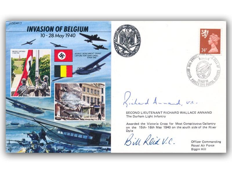 1940 Invasion of Belgium, signed Richard Annand VC