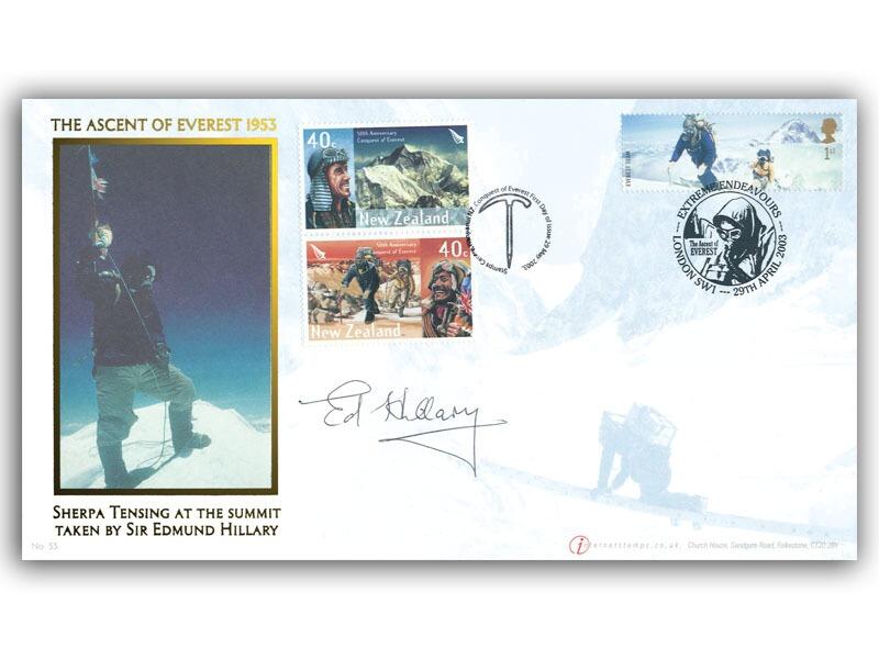 2003 Everest double, signed Edmund Hillary