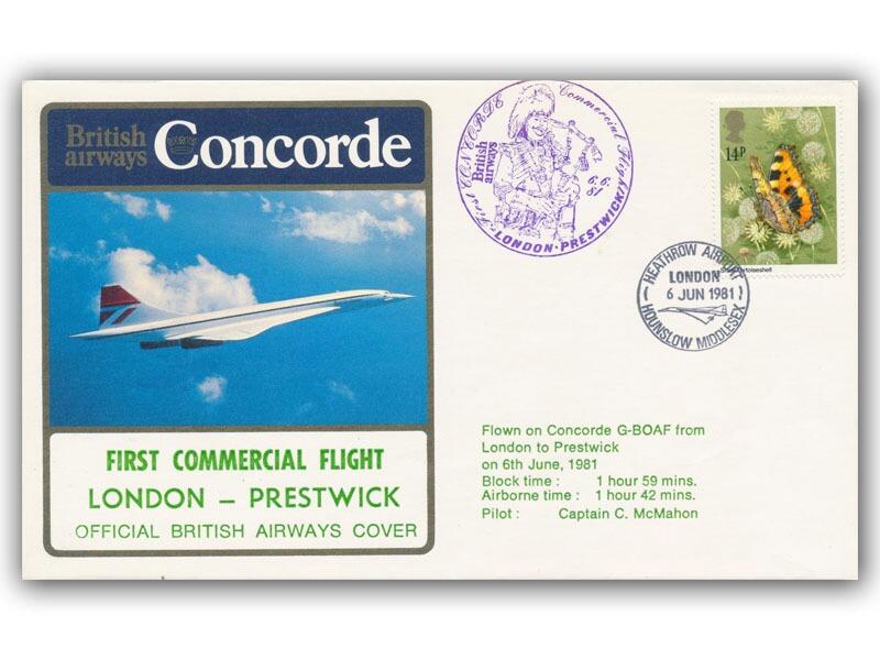1981 BA Concorde London - Prestwick flown cover