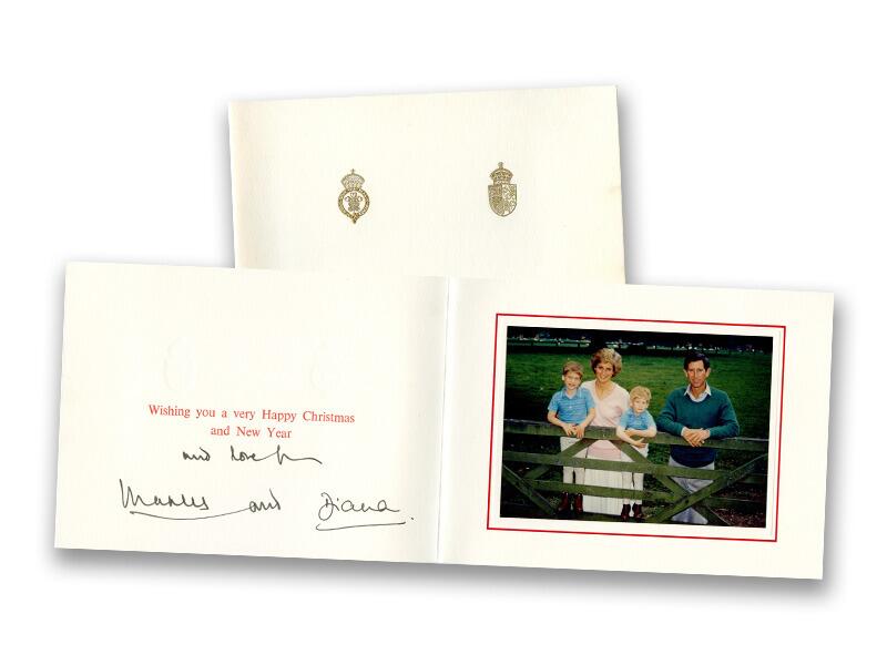 King Charles III & Princess Diana signed 1988 Christmas card