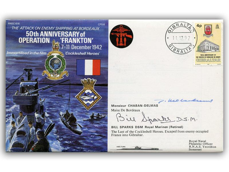 Bill Sparks signed 1992 Operation Frankton 50th cover