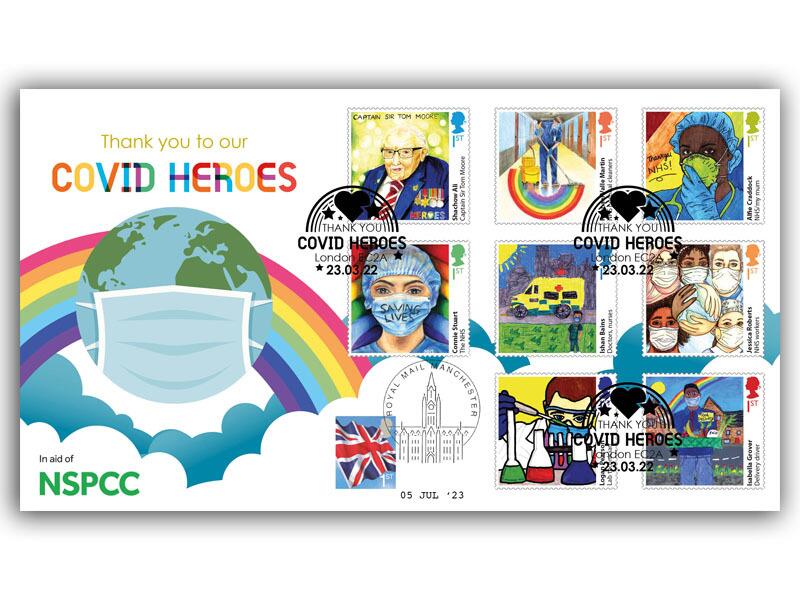 Covid Heroes first day cover, NHS 75th anniversary double