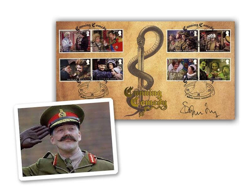 Blackadder, signed by Stephen Fry who played Lord Melchett