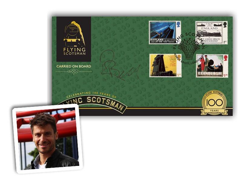 Flying Scotsman Centenary Stamps From Miniature Sheet, signed Rob Bell