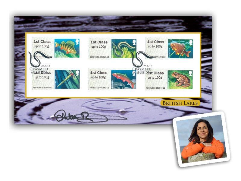 Post & Go Lakes Bureau stamps, signed Julia Bradbury