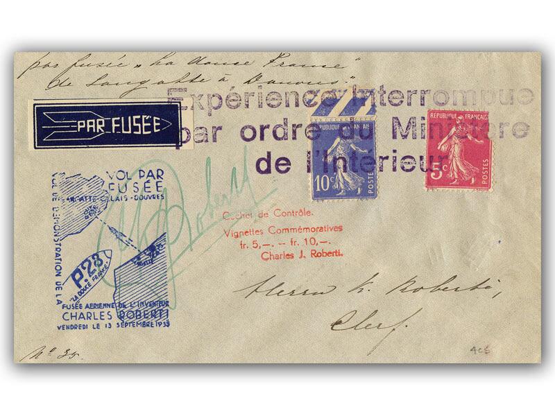 Charles Roberti 1935 English Channel Rocket Mail