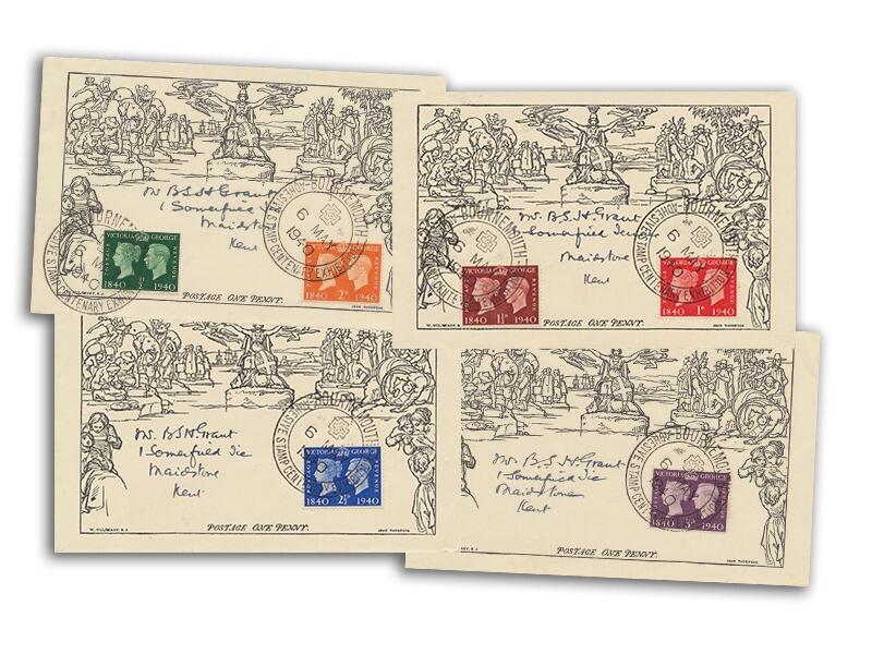 1940 Centenary, Bournemouth postmark. Mulready Style Covers