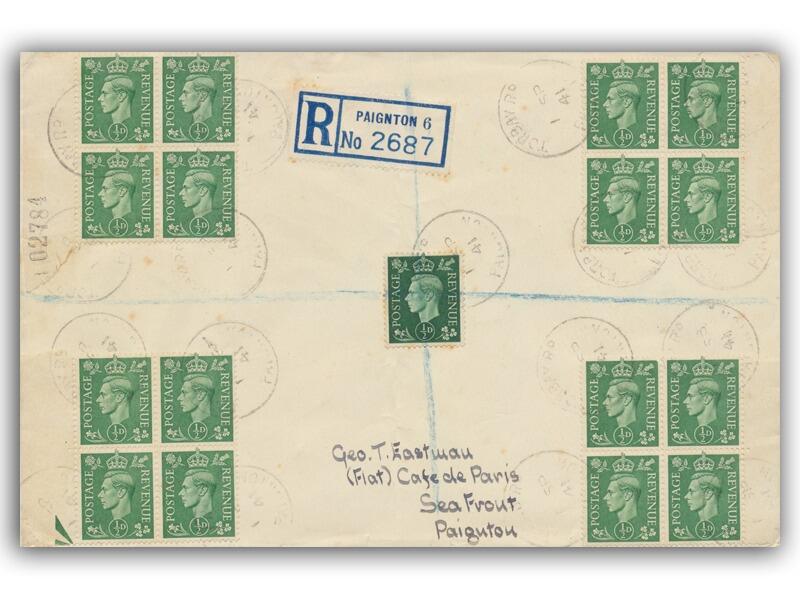 1941 ½d Pale Green, Block of Four