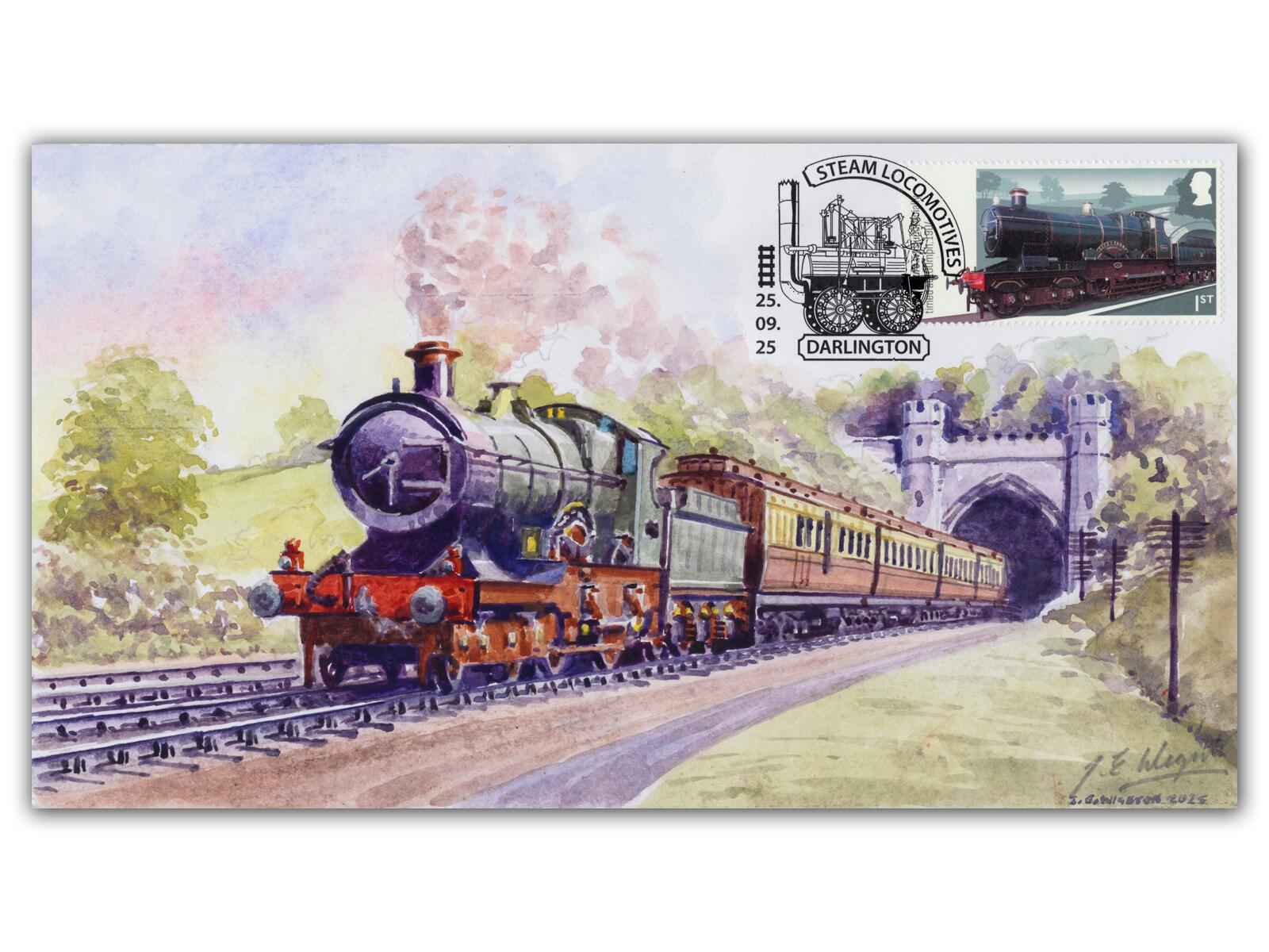 steam locomotive stamps, steam locomotives, railway stamps, rail200, stockton & Darlington, city of truro