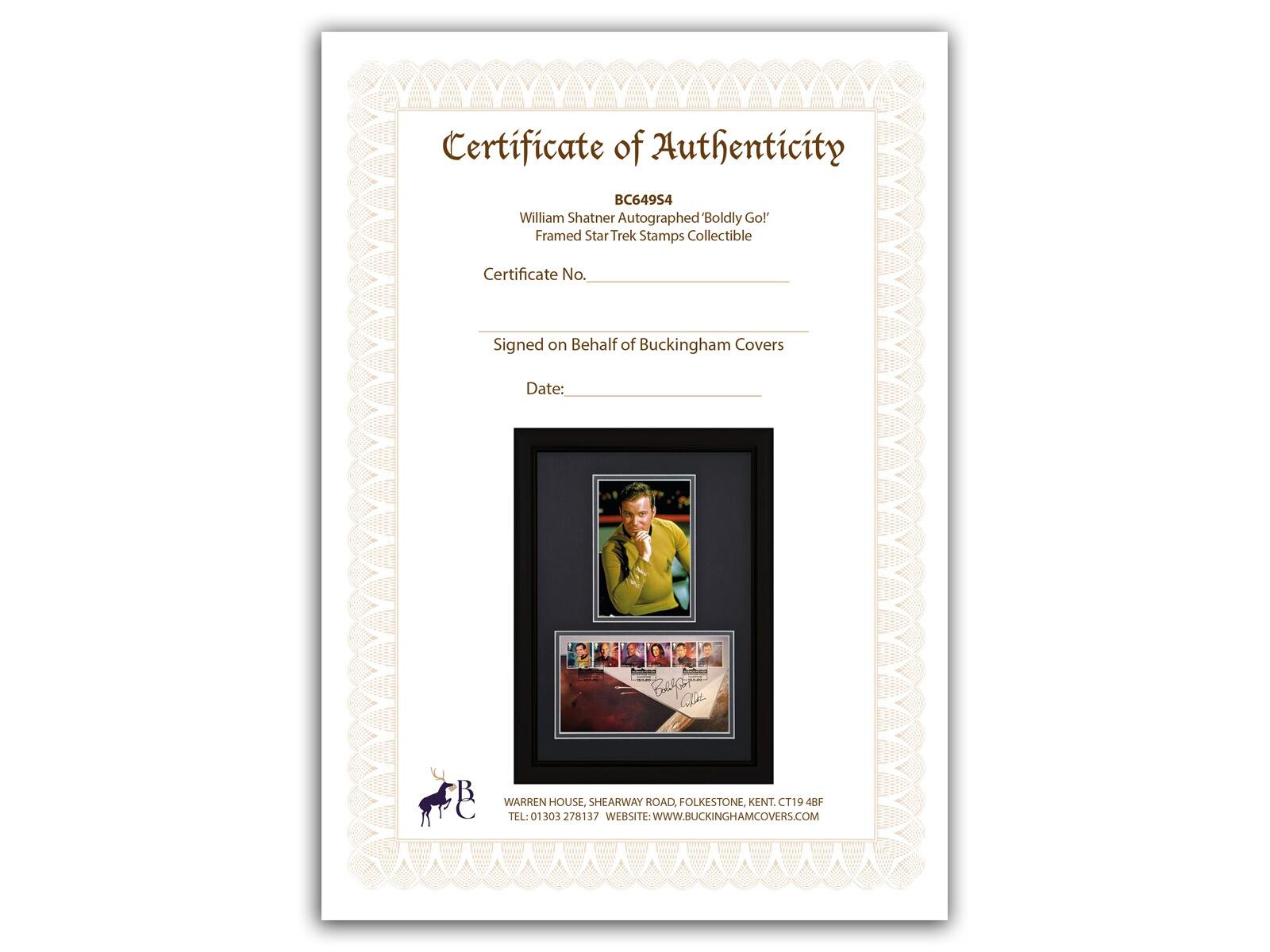 William Shatner Autographed 'Boldly Go!' | Black Frame COA