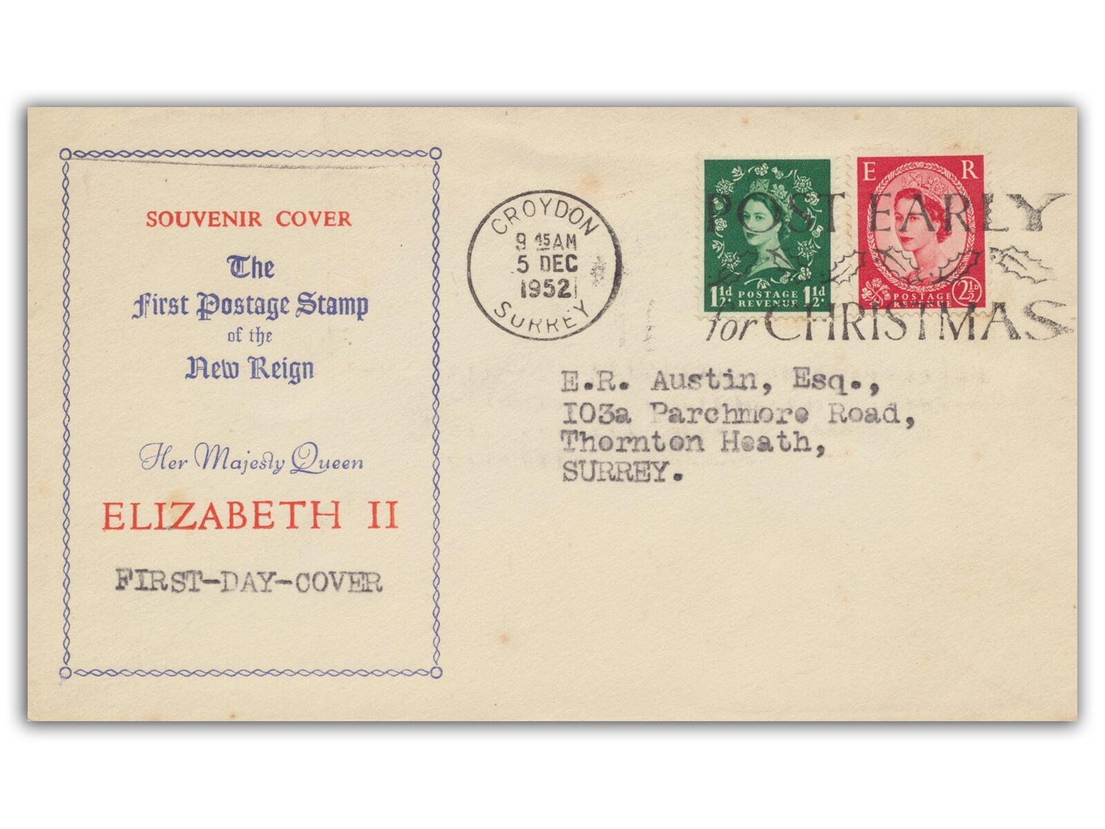 1952 1½d & 2½d Wildings, Post Early for Christmas slogan