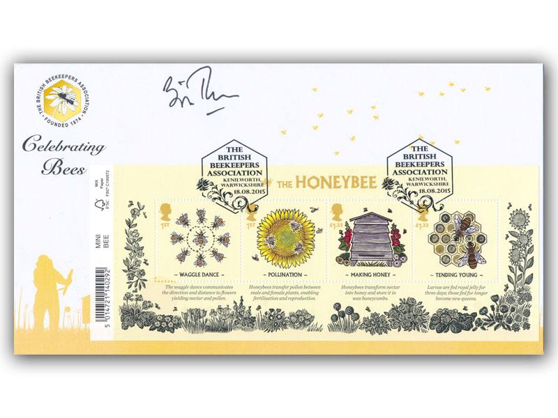 2015 Bees, Barcode miniature sheet, signed Bill Turnbull