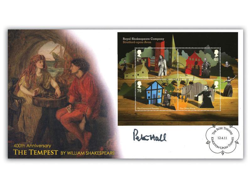 The Royal Shakespeare Company - The Tempest Miniature Sheet Cover signed by Sir Peter Hall CBE