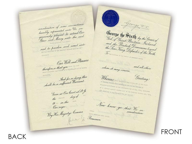 King George VI signed 1941 Document