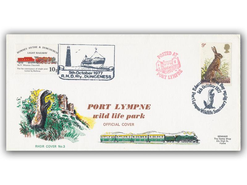 1977 RHDR Wildlife, Port Lympne & Dungeness postmarks