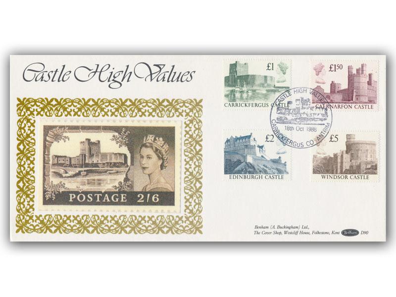 1988 Castle High Values, Carrickfergus postmark, Benham D90