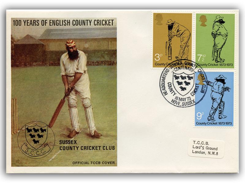 1973 Cricket, Hove postmark, TCCB cover
