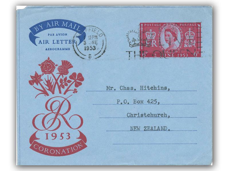 1953 Coronation, 6d Airletter