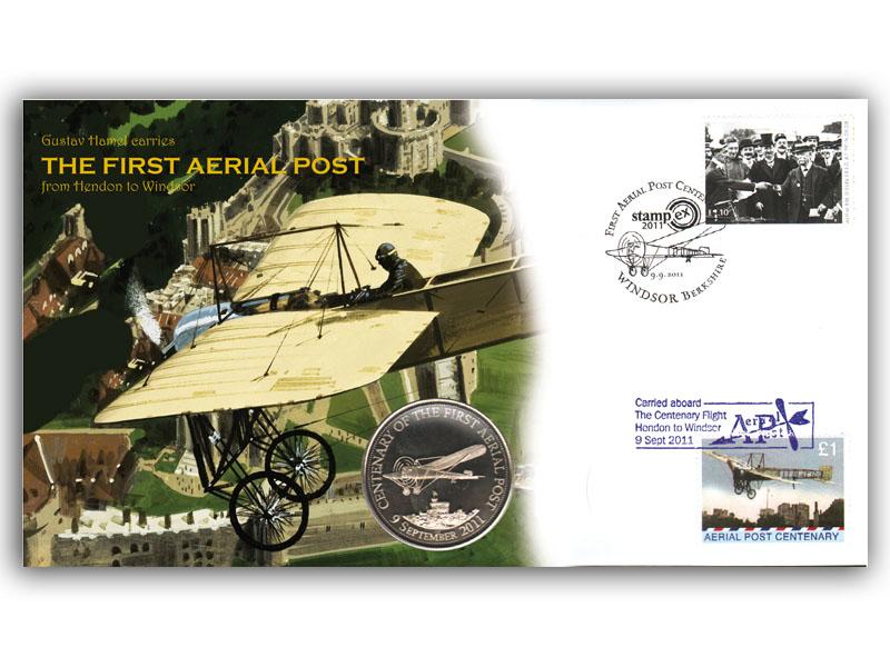2011 Aerial Post Centenary - Hendon to Windsor Coin Cover, Windsor postmark