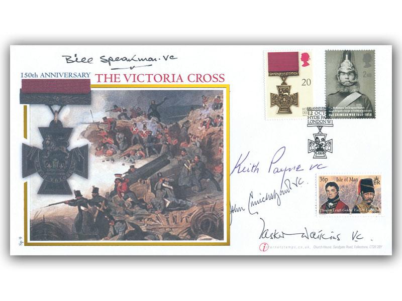 150th Anniversary of the Victoria Cross, signed by Bill Speakman, Keith Payne, John Cruickshank and Tasker Watkins