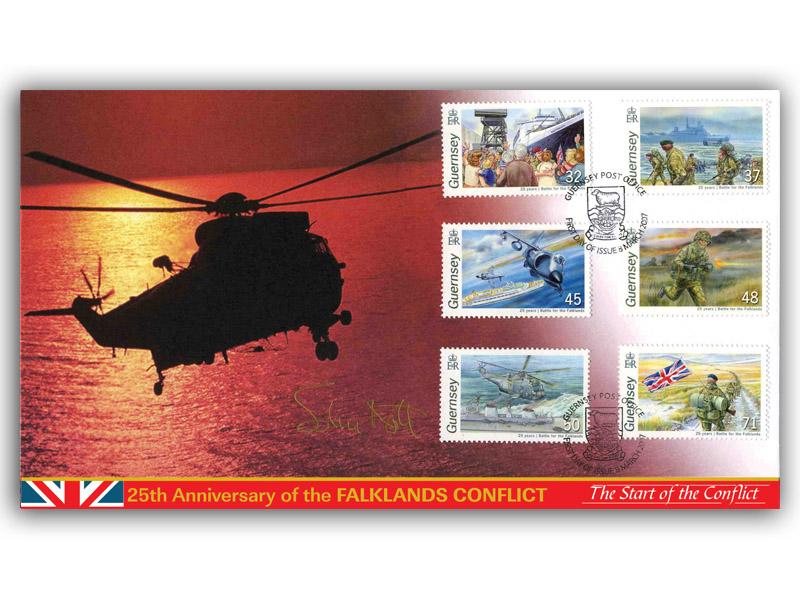 Falklands Conflict - The Start of the Conflict, Guernsey Stamps, signed Sir John Nott KCB