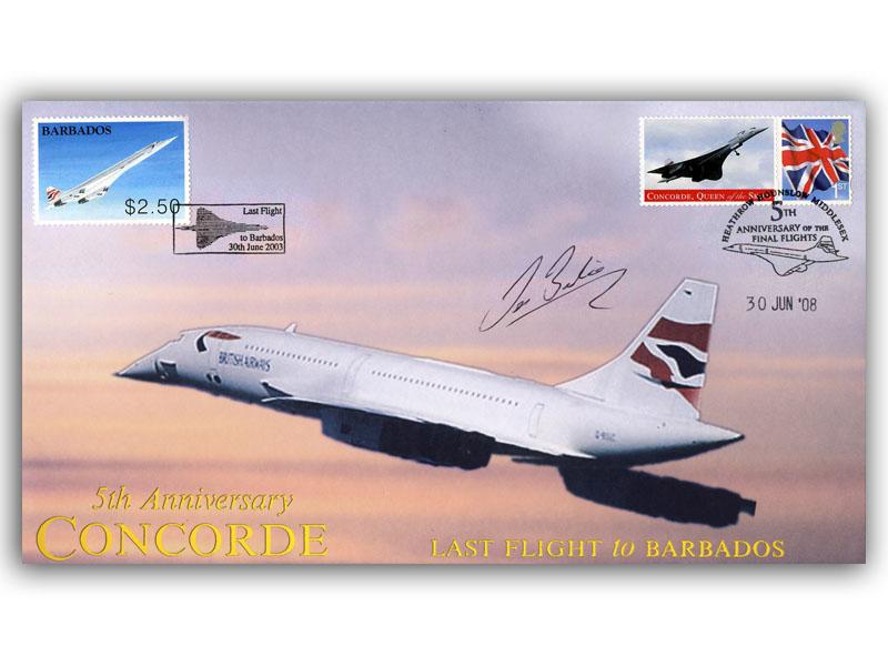 2008 London to Barbados Final Flight 5th anniversary signed Les Brodie