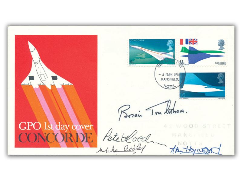 Brian Trubshaw, Peter Holding, Mike Addley & Alan Heywood signed 1969 Concorde cover