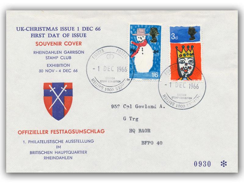 1966 Christmas, Rheindahlen Garrison Stamp Club Official