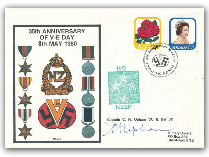 Charles Upham VC signed 1980 VE-Day cover