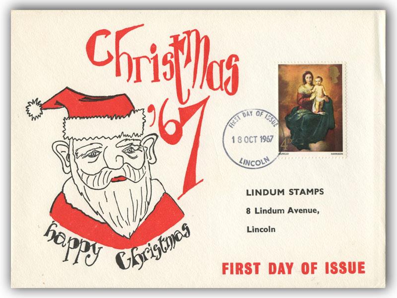1967 Christmas 4d, Lincoln FDI, Lindum Stamps cover