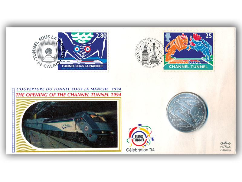 1994 Channel Tunnel, Eurotunnel Gibraltar Crown coin cover