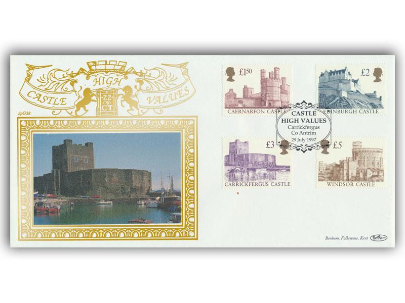 1997 Castle High Values, Carrickfergus postmark, Benham Gold