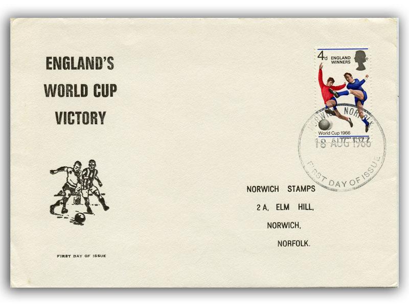 1966 Winners, Norwich FDI, Norwich Stamps cover