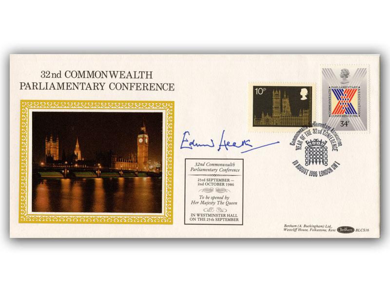 Edward Heath signed 1986 Parliament cover