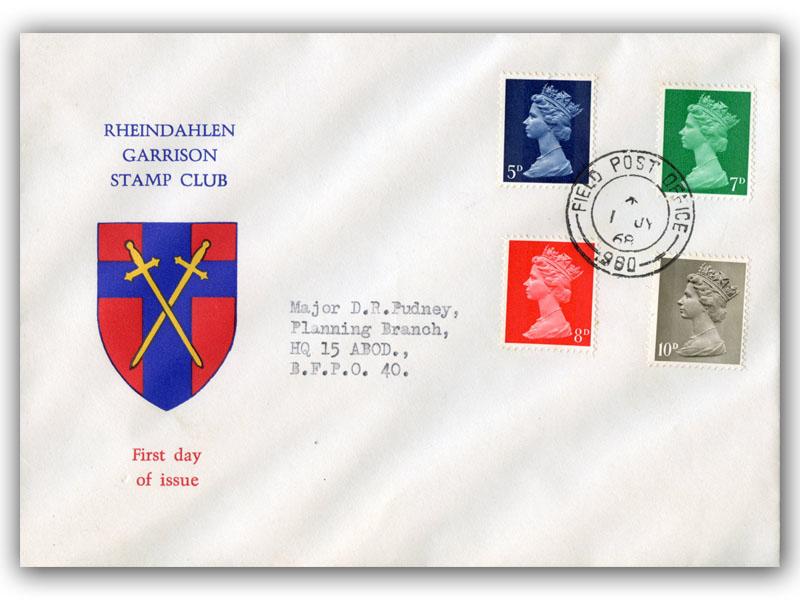 1968 New Values, BFPO 980 CDS, Rheindahlen Stamp Club cover