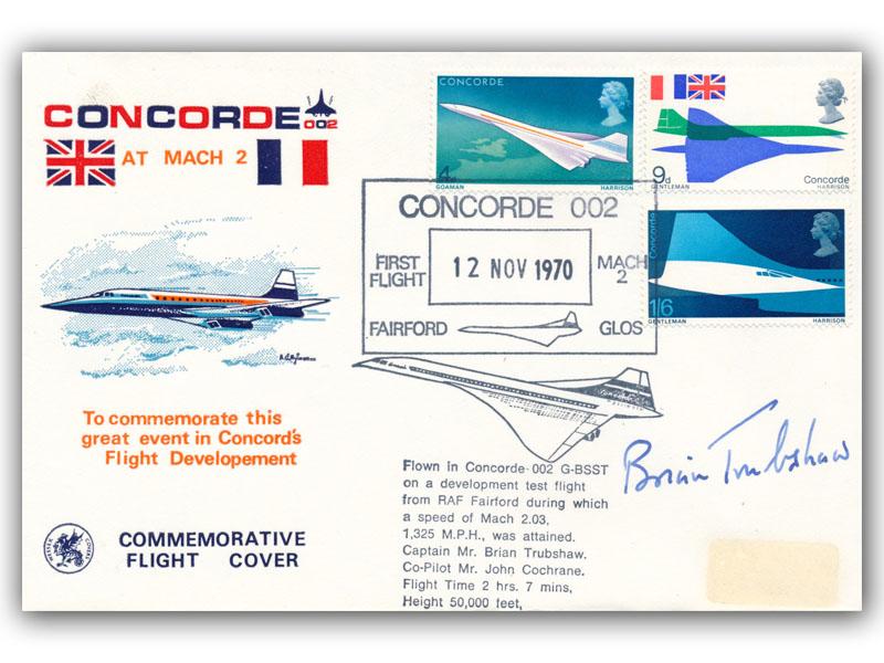 Brian Trubshaw signed 1970 Concorde Mach 2 cover
