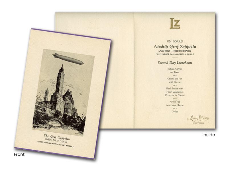 1928 Graf Zeppelin USA - Germany First Flight, Second Day Menu