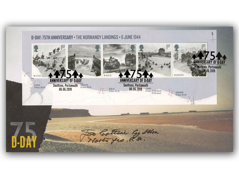 D-Day Landings 75th Anniversary, Miniature Sheet, signed Joe Cattini