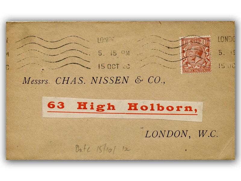 1912 1 1/2d Brown, London slogan
