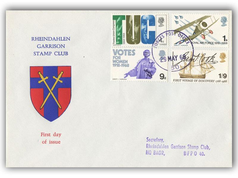 1968 Anniversaries, BFPO 50 CDS, Rheindahlen Garrison cover