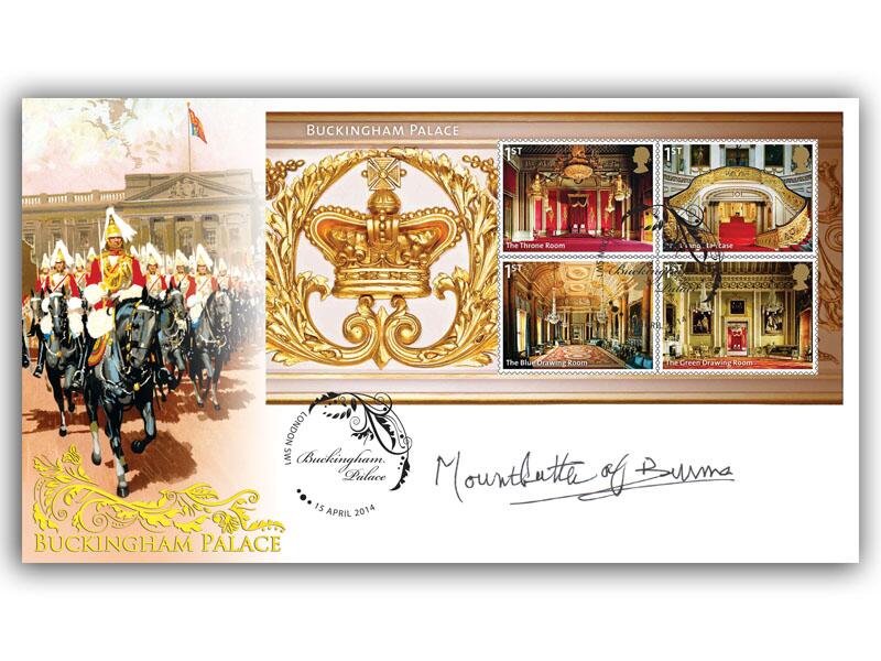 2014 Buckingham Palace Miniature Sheet Cover, signed by Countess Mountbatten of Burma
