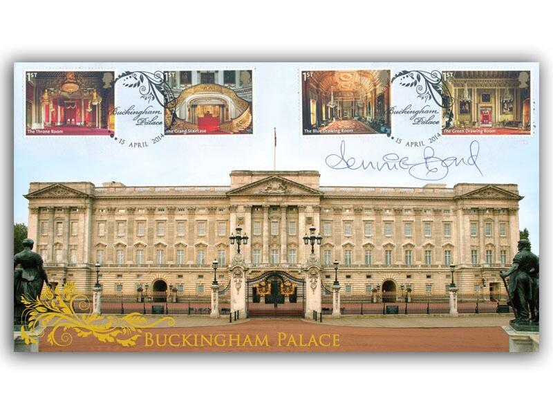 2014 Buckingham Palace, stamps from miniature sheet, signed by Jennie Bond