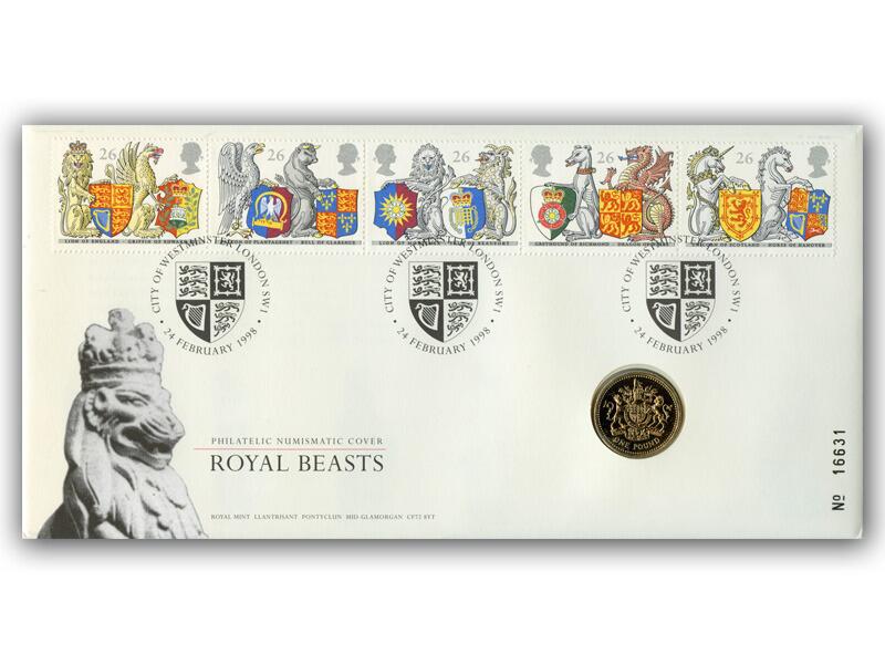 1998 Queens Beasts £1 coin cover