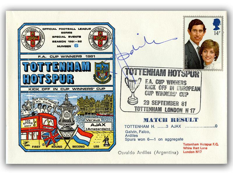 1981 Tottenham V Ajax, signed by Ossie Ardiles